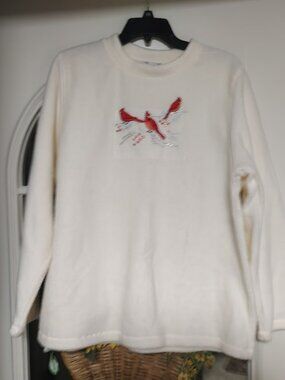 New Bonnie Evans Cream Colored Cardinals Fleece Top Size Women's XL